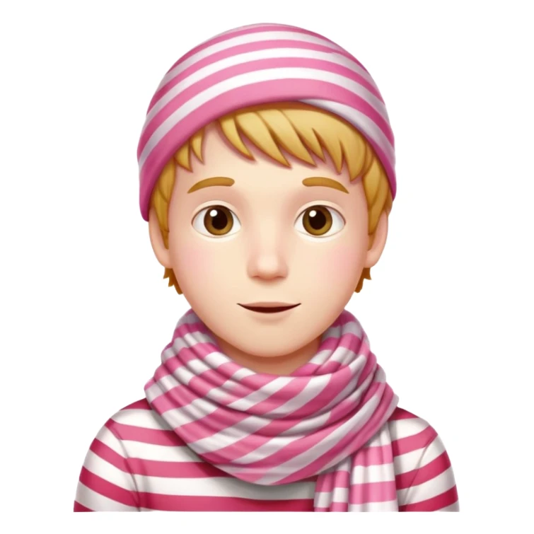 Strawberry boy with pink and white stripped scarf  sticker