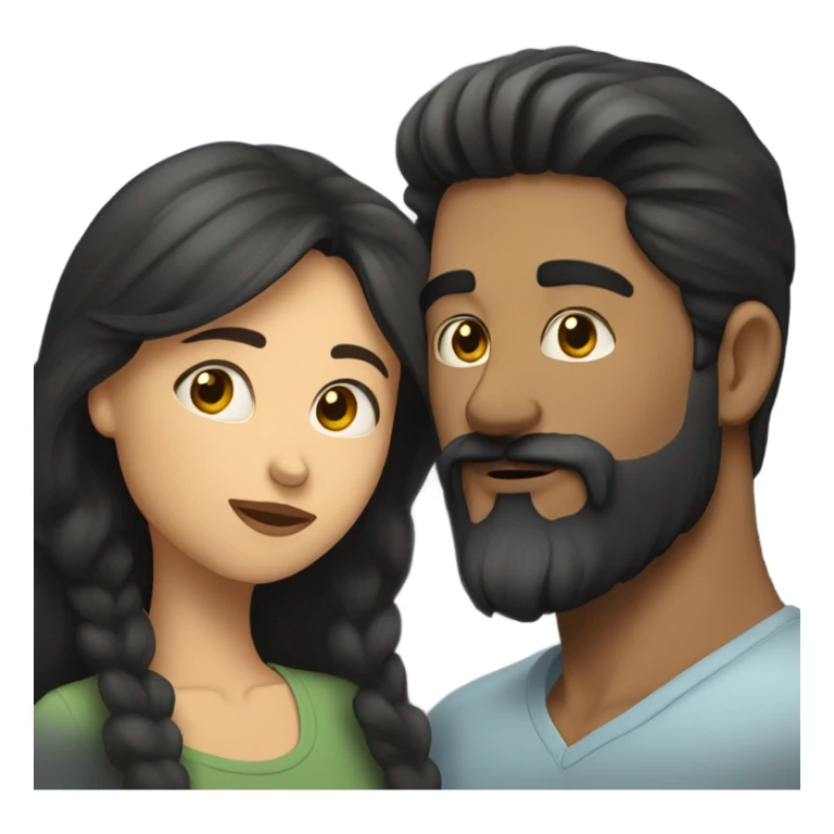 Girl with dark hair kissing a man with dark beard  sticker