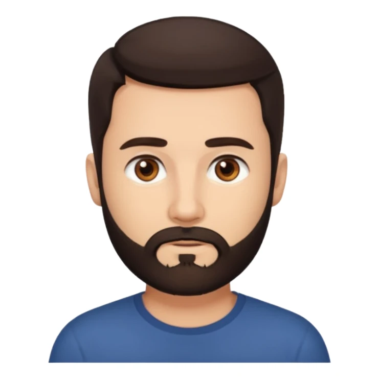 man, short hair, brown eyes, full beard, interested in what he sees sticker