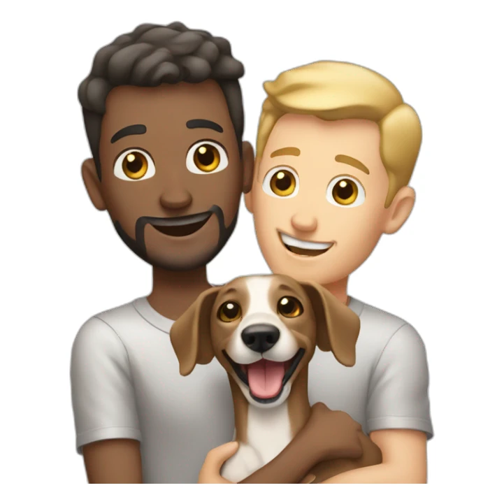 Happy gay couple white men with a dog greyhound sticker