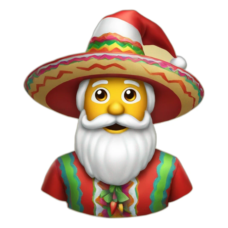 Santa Claus with colorful Mexican sombrero sticker