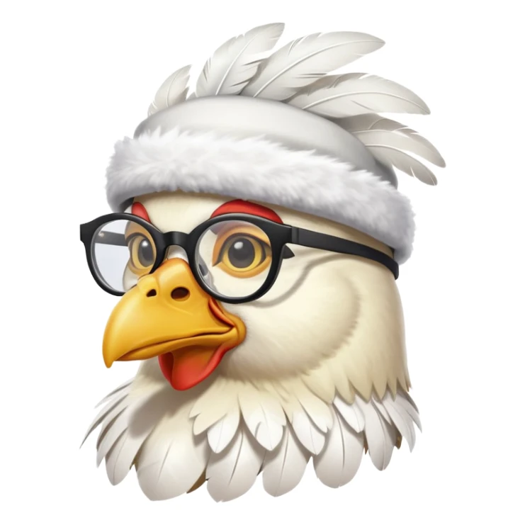 chicken wearing a hat and glasses sticker