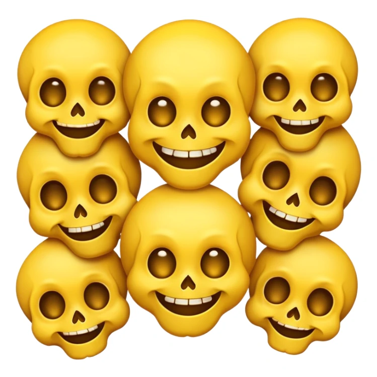 happy emoji face with skulls for eyes sticker