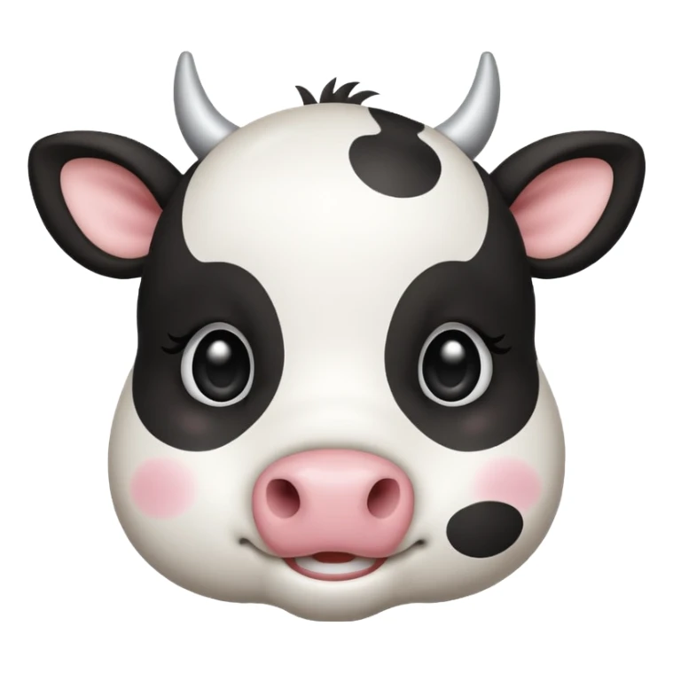 simple kawaii cow face, very simple dot eyes, vey big pupils sticker