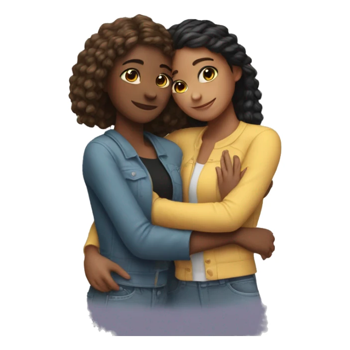 2 girl best friends hugging each other sticker