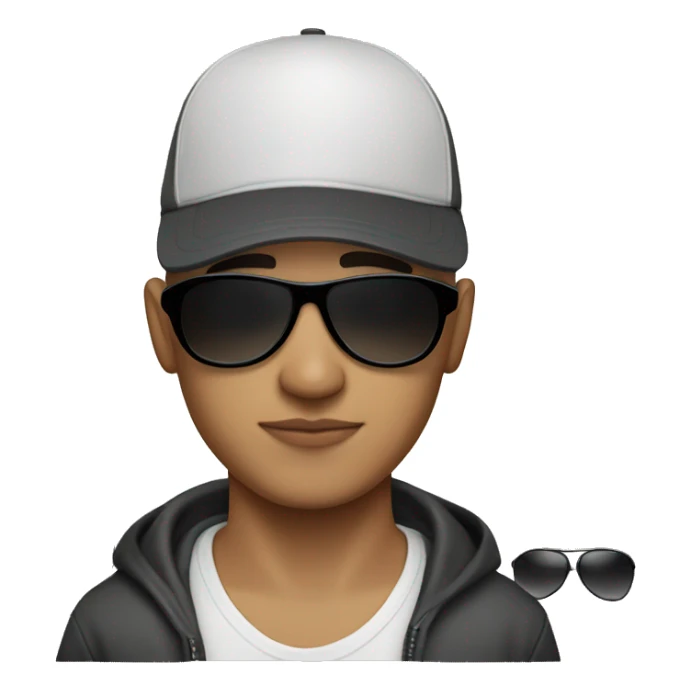 Bald Mexican young man with a baseball cap and dark cool sunglasses looking cool sticker