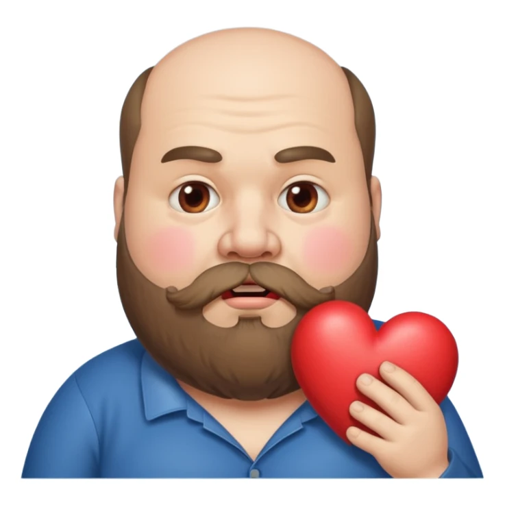 Ugly fat guy blowing a heart with a beard sticker