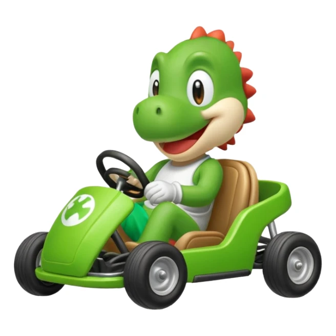 emoji of yoshi in mario kart sticker