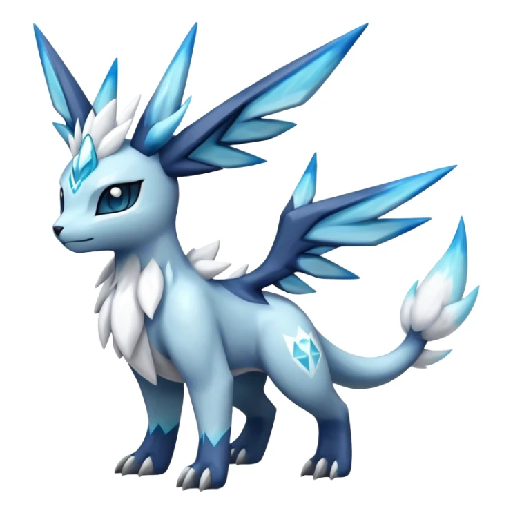 Fluffy ethereal celestial Kyurem-Glaceon-dialga-hybrid, full body sticker