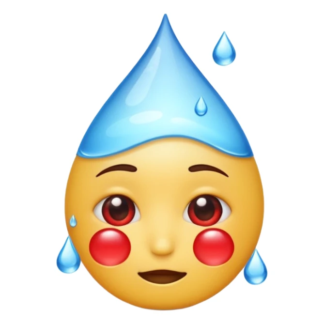 The iPhone emoji with the face with the water drop on the head but make water drop red sticker