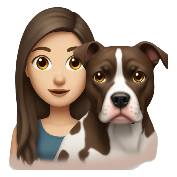 White girl with dark  brown hair with her pitbull dog sticker