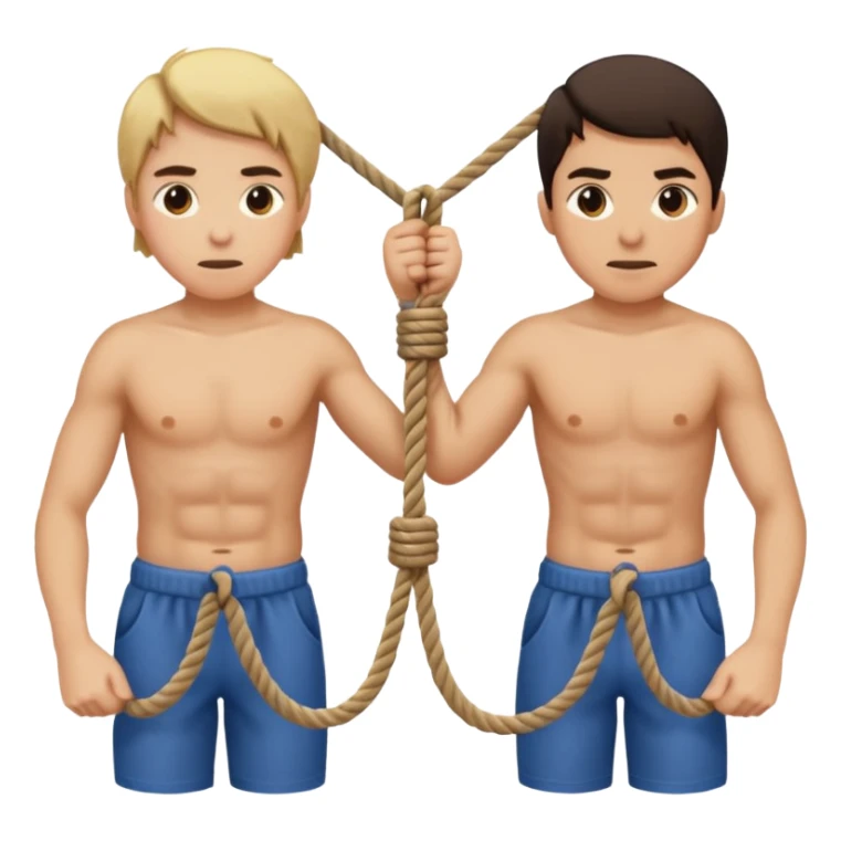 two people pulling on opposite ends of a rope, struggling sticker