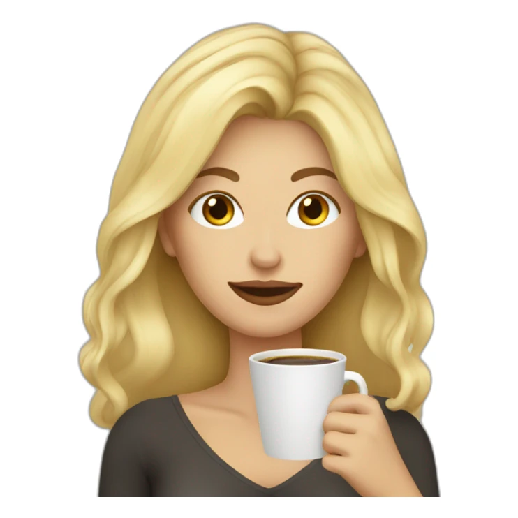 blonde hair woman graphic designer drinking coffee sticker