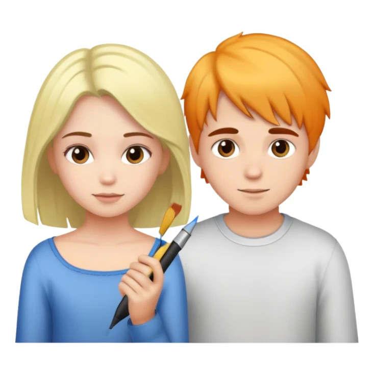 a boy and a girl colouring their hair  sticker
