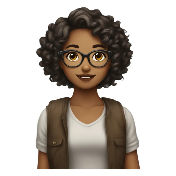 girl with glasses, short curly hais tha loves cats sticker