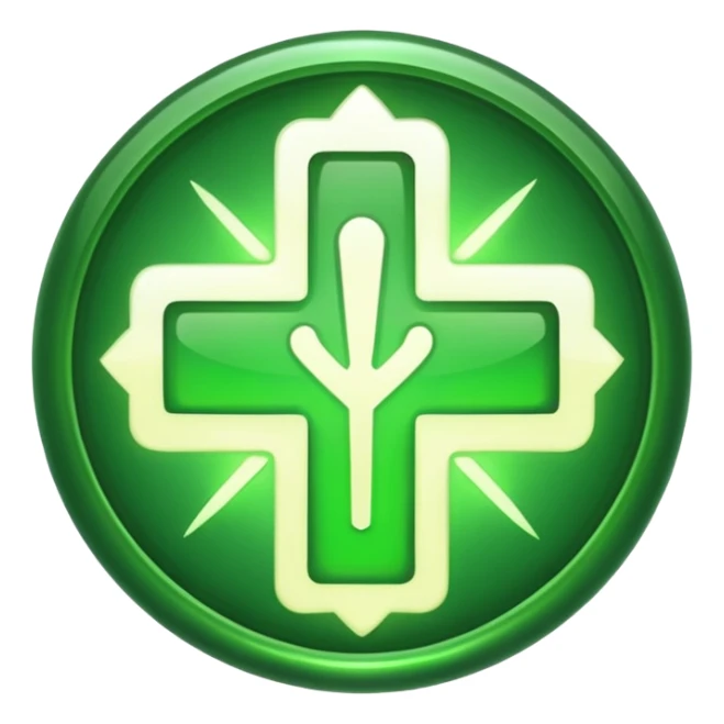 discord emoji's for a sword, shield, and a healing icon in the same style. Make it 3 separate emojis sticker