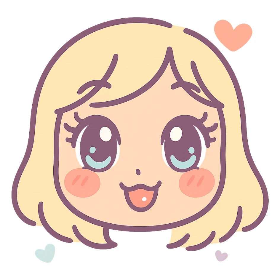 playful manga emoji with large shiny eyes, long eyelashes, seductive facial expression, red cheeks, glossy lips, pastel accents, soft shading, HD, 512x512 pixels, transparent or solid color background, sexy and kawaii sticker