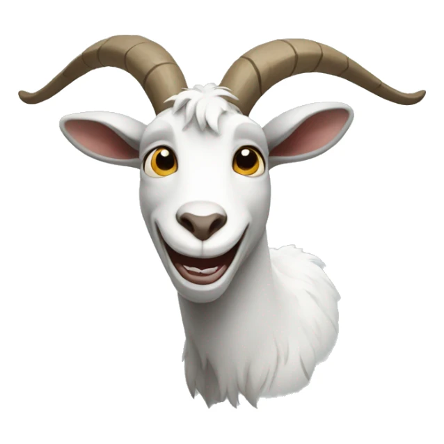 a grey and white goat making a weird face to make someone laugh sticker