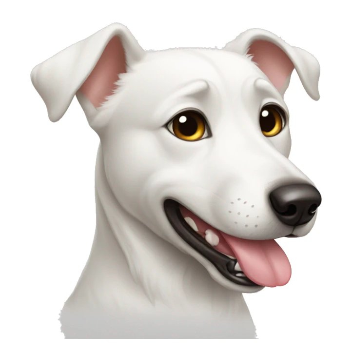 white dog lies and licks its paw sticker