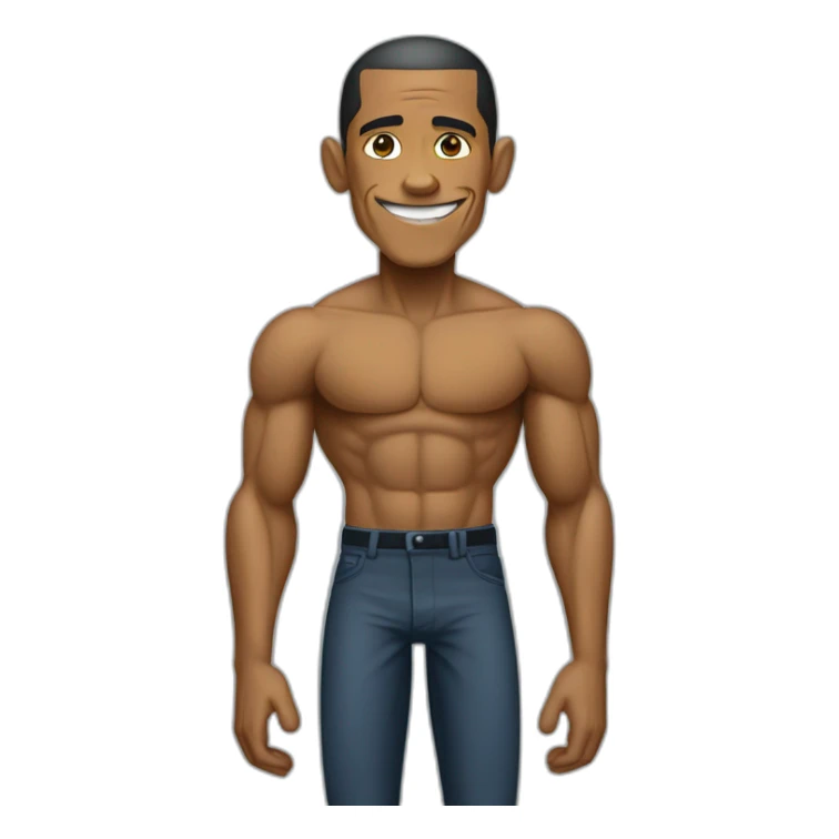 skiny and muscular obama sticker