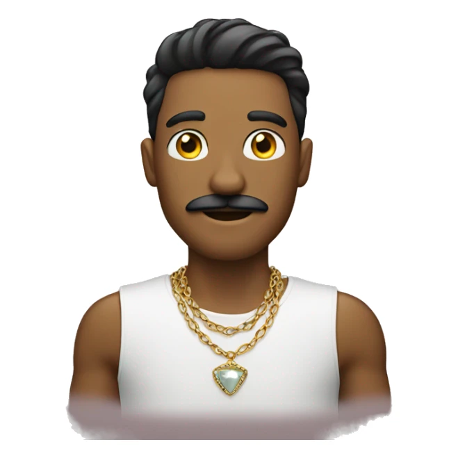 male with jewelry indoors with mustache  sticker