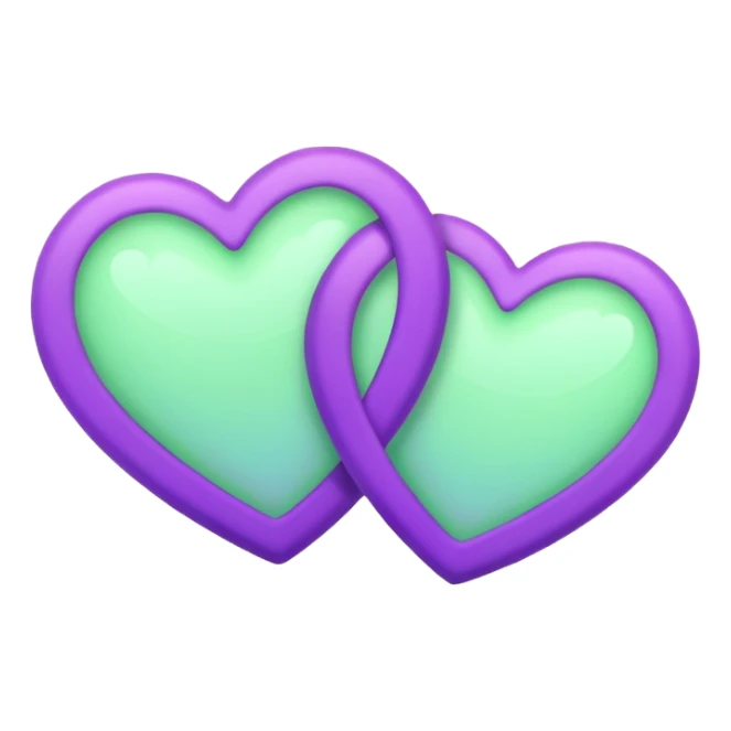 Two-hearts-coloured-light-pastel-shade green color and purple sticker