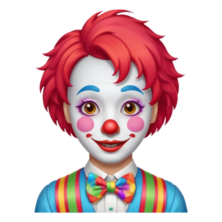Clown – Bright makeup, red nose, colorful wig, exaggerated smile sticker