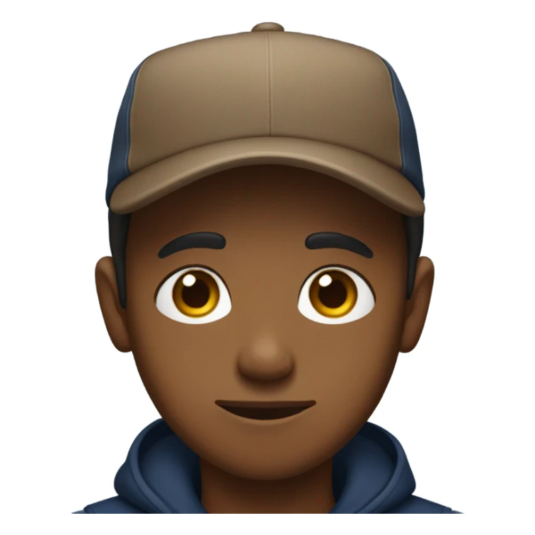 brown boy with hat backwards and dark blue eyes sticker