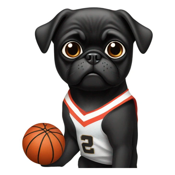 Black pug in a San Francisco basketball uniform sticker