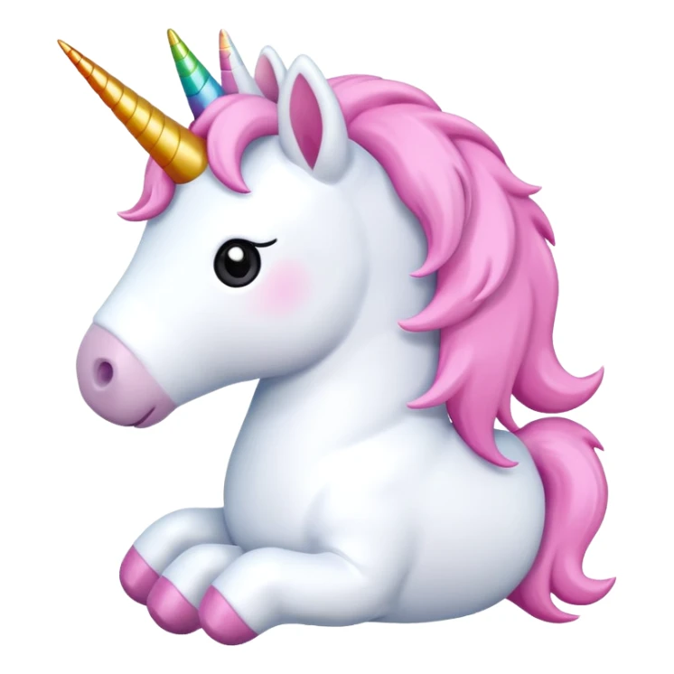 A unicorn plushie with a pink bow sticker