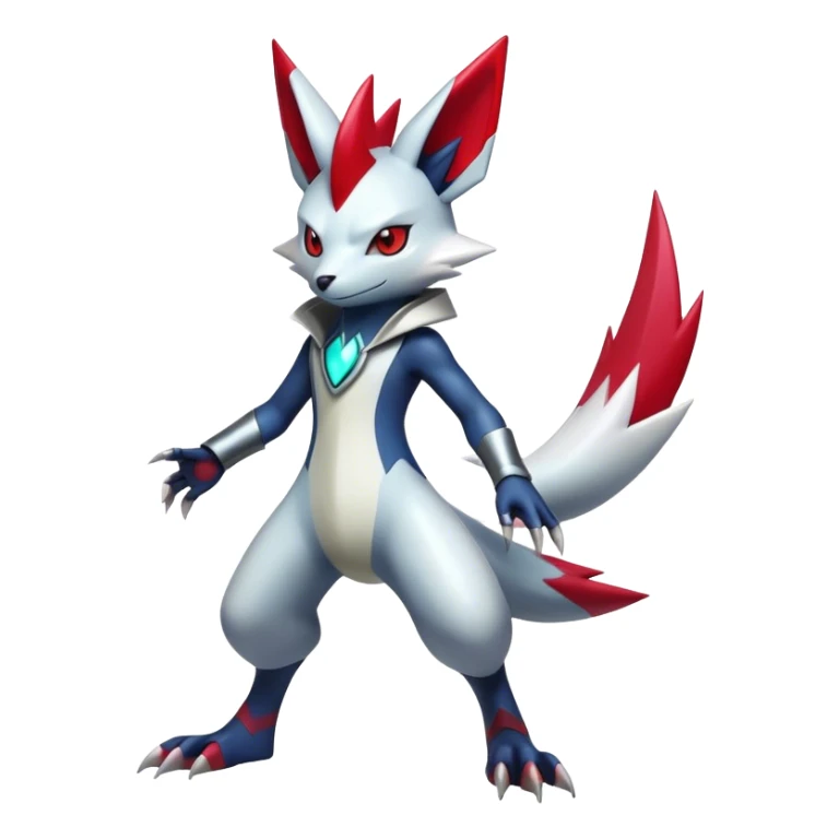  Cool Edgy Shiny Futuristic Ethereal Handsome Zangoose-Sneasel-Digimon-hybrid full body sticker