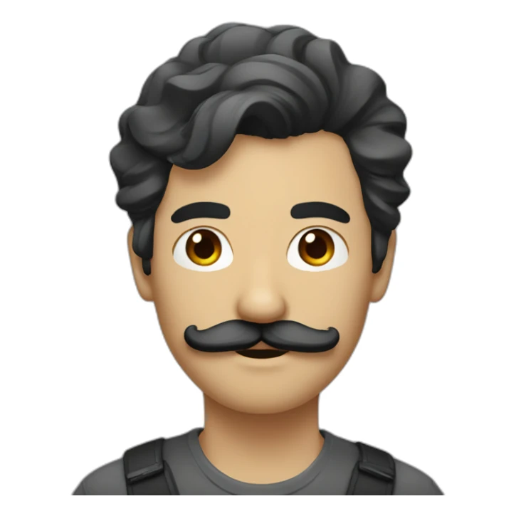Man with black moustache and stylish hair sticker
