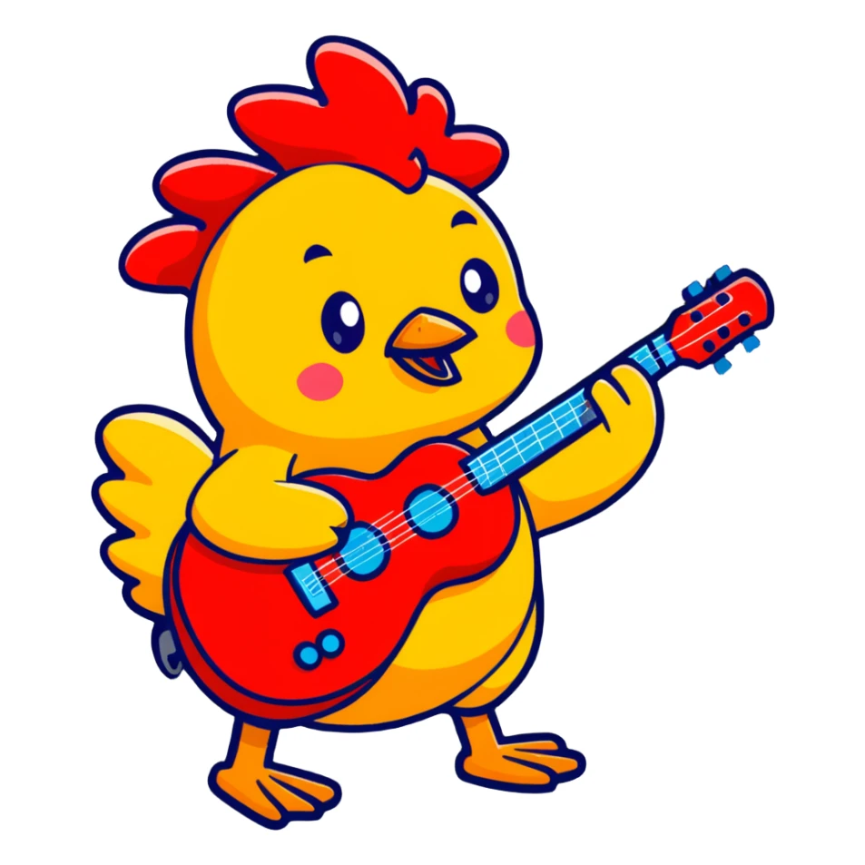 cartoon sticker style chicken nugget guitar sticker