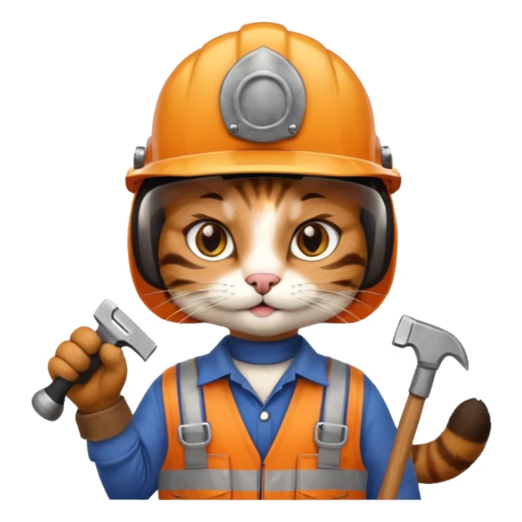 cat, handyman Outfit, wearing a Helmet sticker