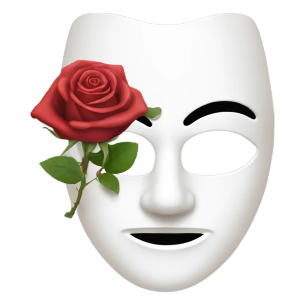 half of white mask and rose sticker