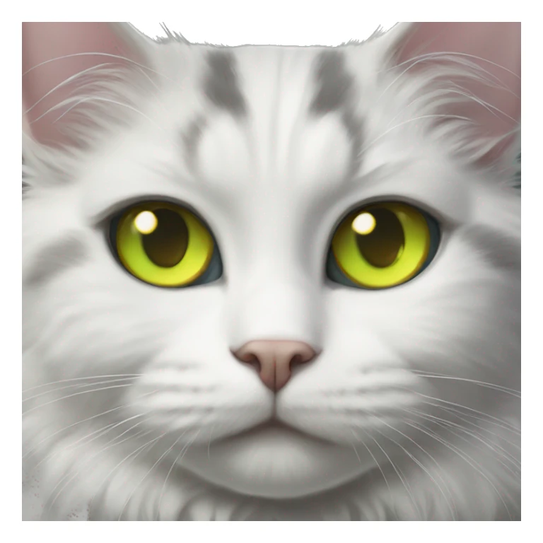 fluffy gray and white tuxedo cat with yellow green eyes sticker