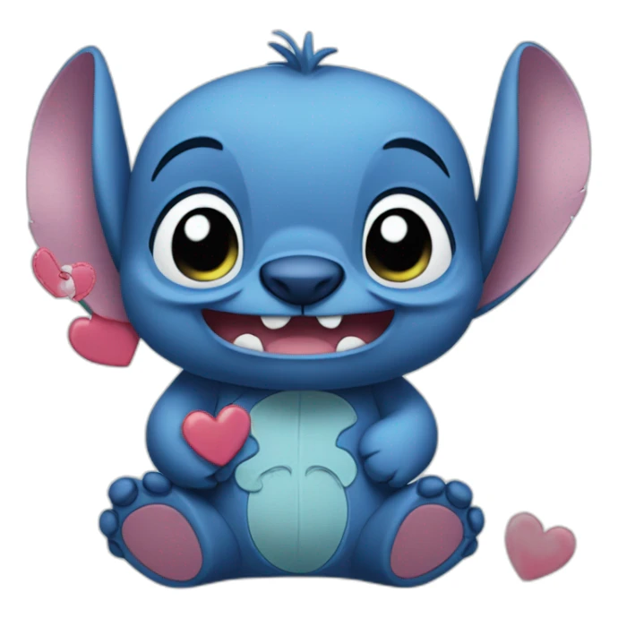 Stitch qui fait un coeur sticker