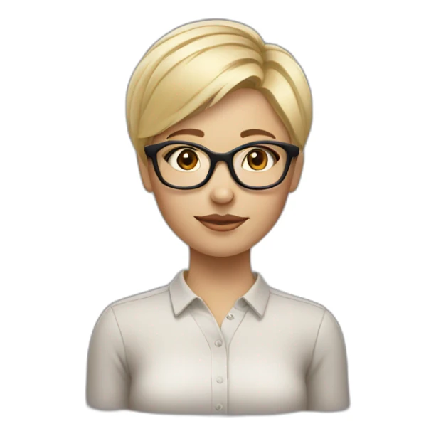 blonde girl with short hair in glasses sticker