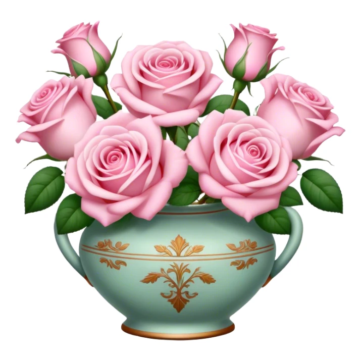 Pastell pink roses in a vintage vase sticker