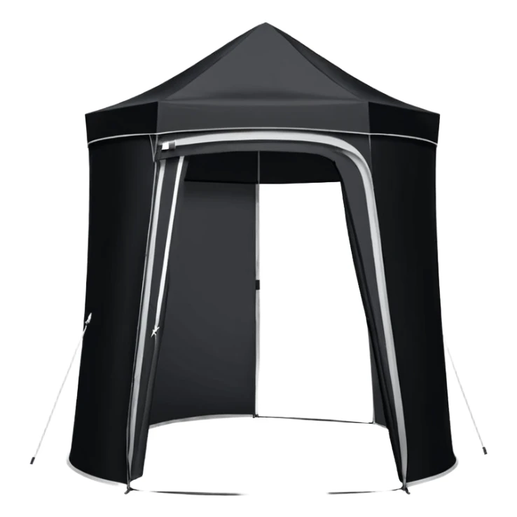 Tall Oval Narrow Pop up standing tent black for spray tan sticker