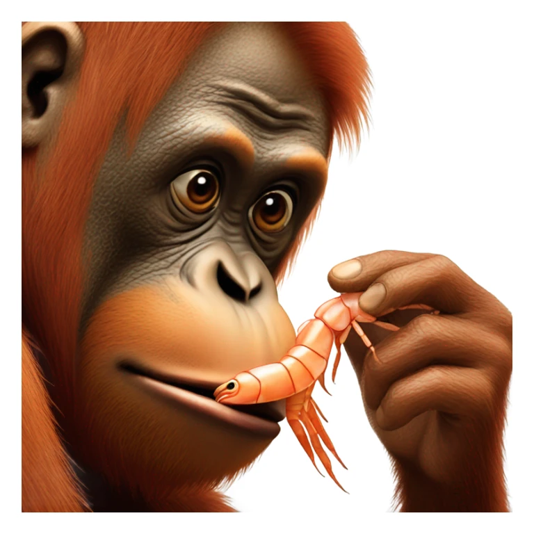 a orangutan kissing a shrimp sticker