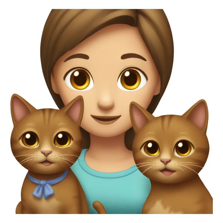 brown cat with brown haired girl sticker