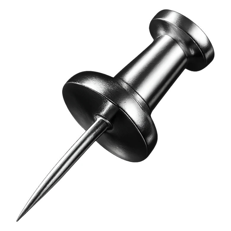 Make the entire pushpin chrome metallic with no red color and no background. sticker