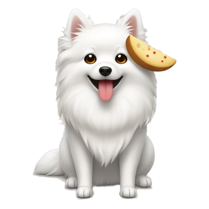 Japanese spitz eat the food sticker