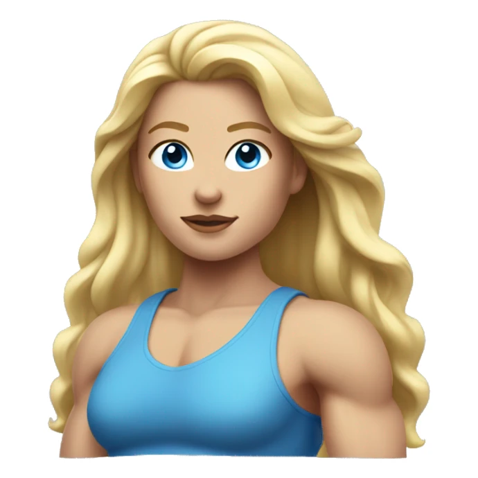 muscular woman, half body, Blue eyes, Long blond hair sticker