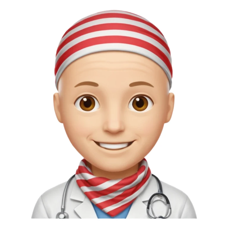 bald doctor with stripe bandanna sticker