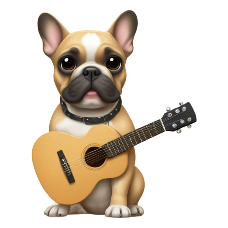 Tan French bulldog guitar sticker