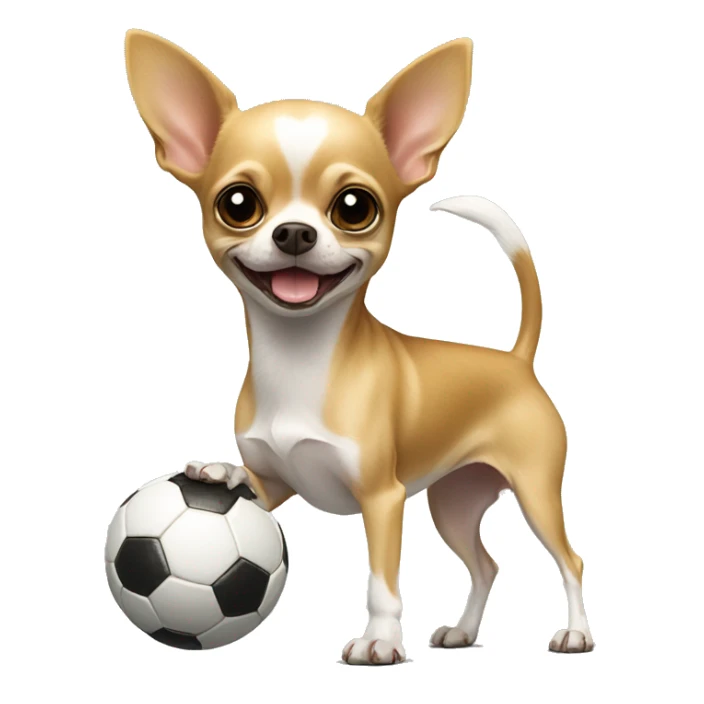 Chihuahua standing on its hind legs kicking a soccer ball sticker