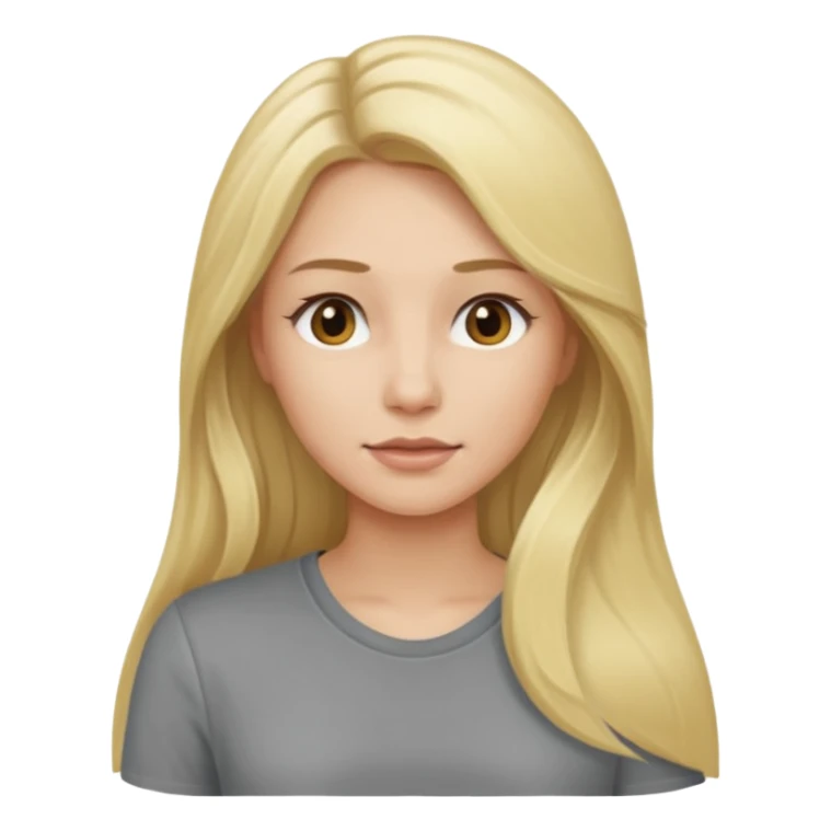 woman with long blonde hair, wear grey shirt sticker