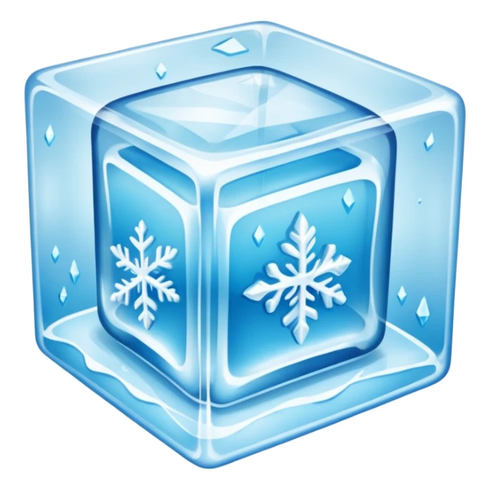 Clothes and accessories inside a large ice cube sticker